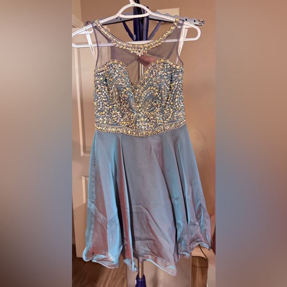 Elegant Beaded Dress - Blue